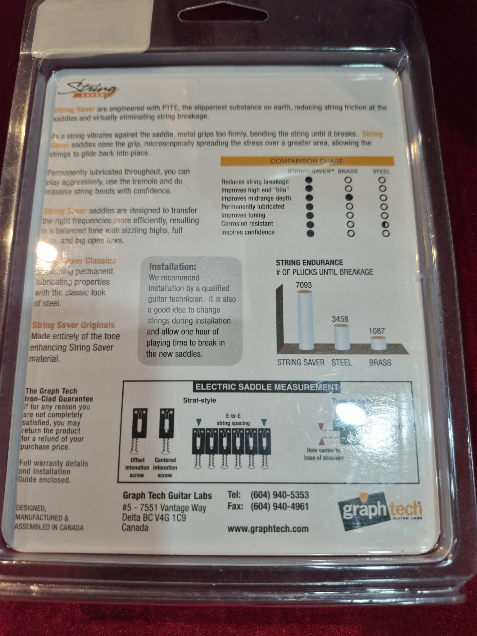Graphtech String Saver Saddles for Mustang, Jazzmaster Style Guitars -New old stock