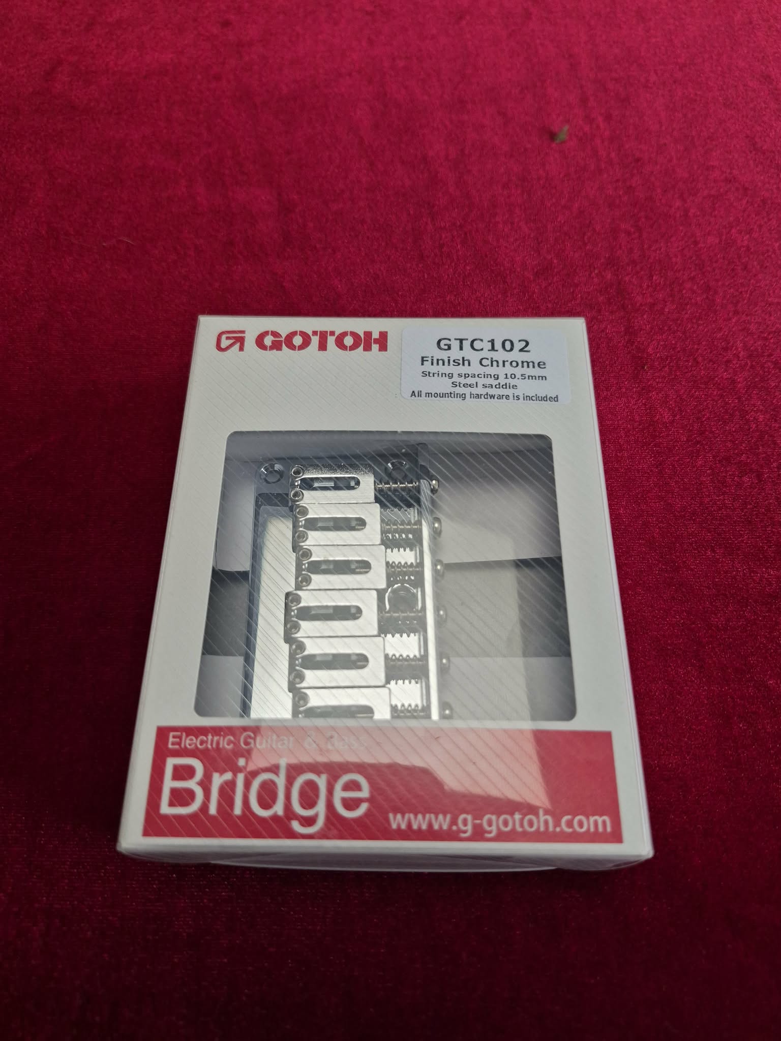 Gotoh GTC102 Chrome Finish Steel Saddle String Spacing 10.5mm - Stratocaster Hardtail Bridge